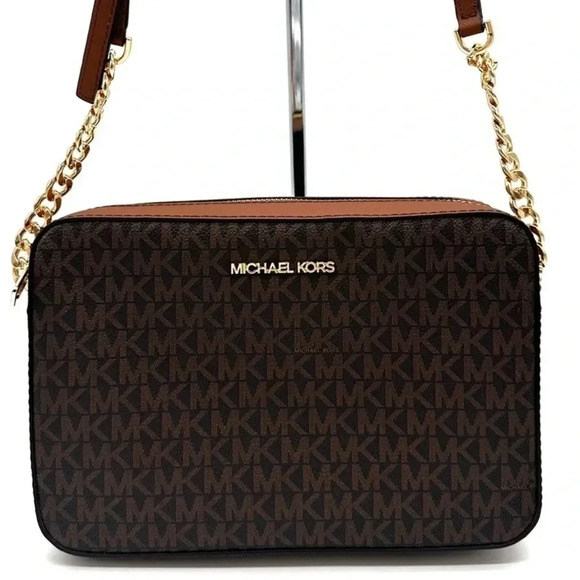 Michael Kors Large EW Crossbody Bag Brown/Gold - Picture 1 of 9